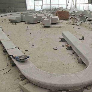 拉萨 芝麻白花岗岩弧形花坛石，坐凳石