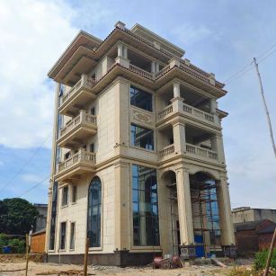 拉萨 黄金麻花岗岩石材别墅外墙干挂搭配（雕花栏杆花瓶柱门楼罗马柱）