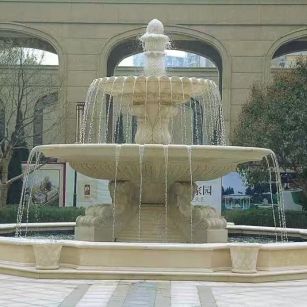 拉萨 黄金麻花岗岩异型加工——户外庭院石雕流水喷泉