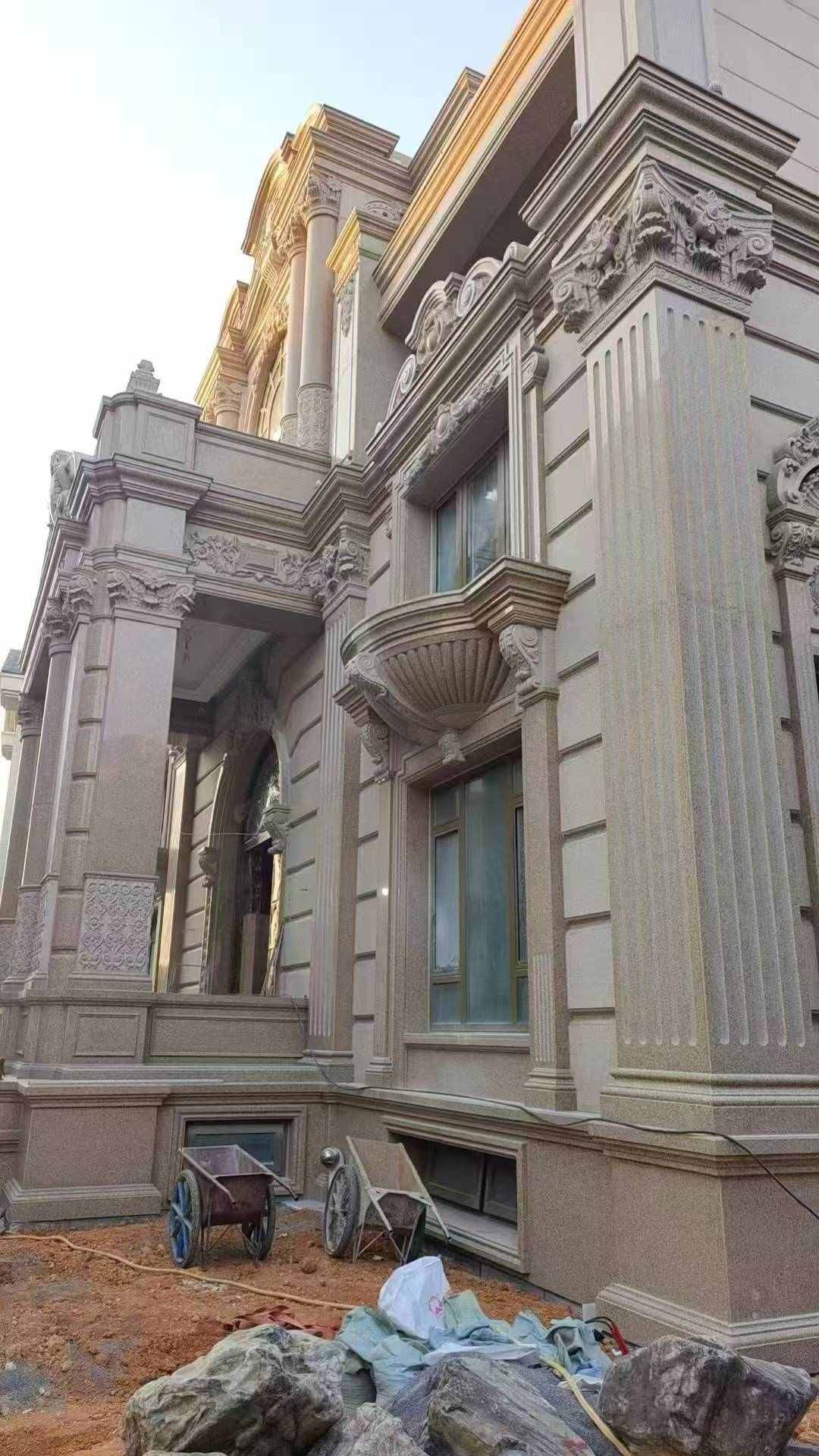 拉萨 黄金麻花岗岩光面别墅外墙干挂施工完成