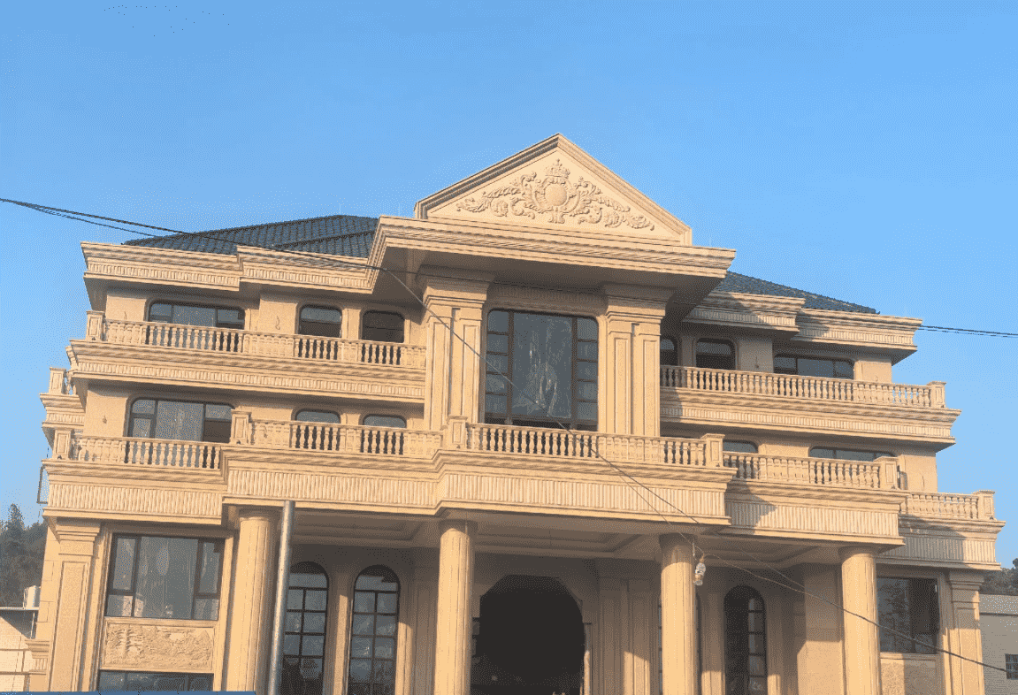 拉萨黄金麻别墅外墙干挂石材效果示例